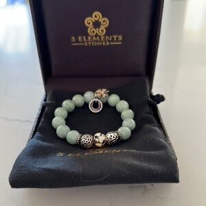 Green and Silver Beaded Bracelet with Ornate Charm
